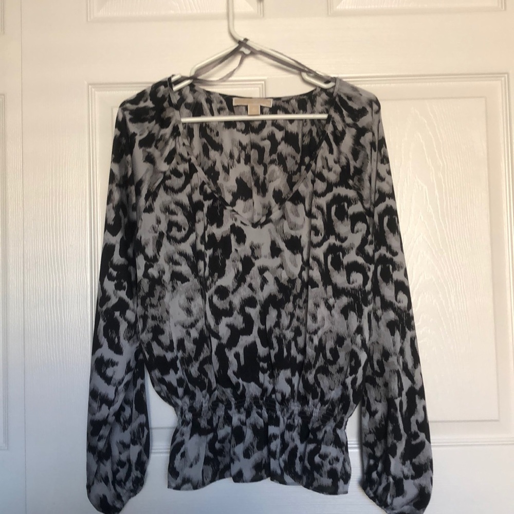 Michael Kors Black/Gray Blouse Size L